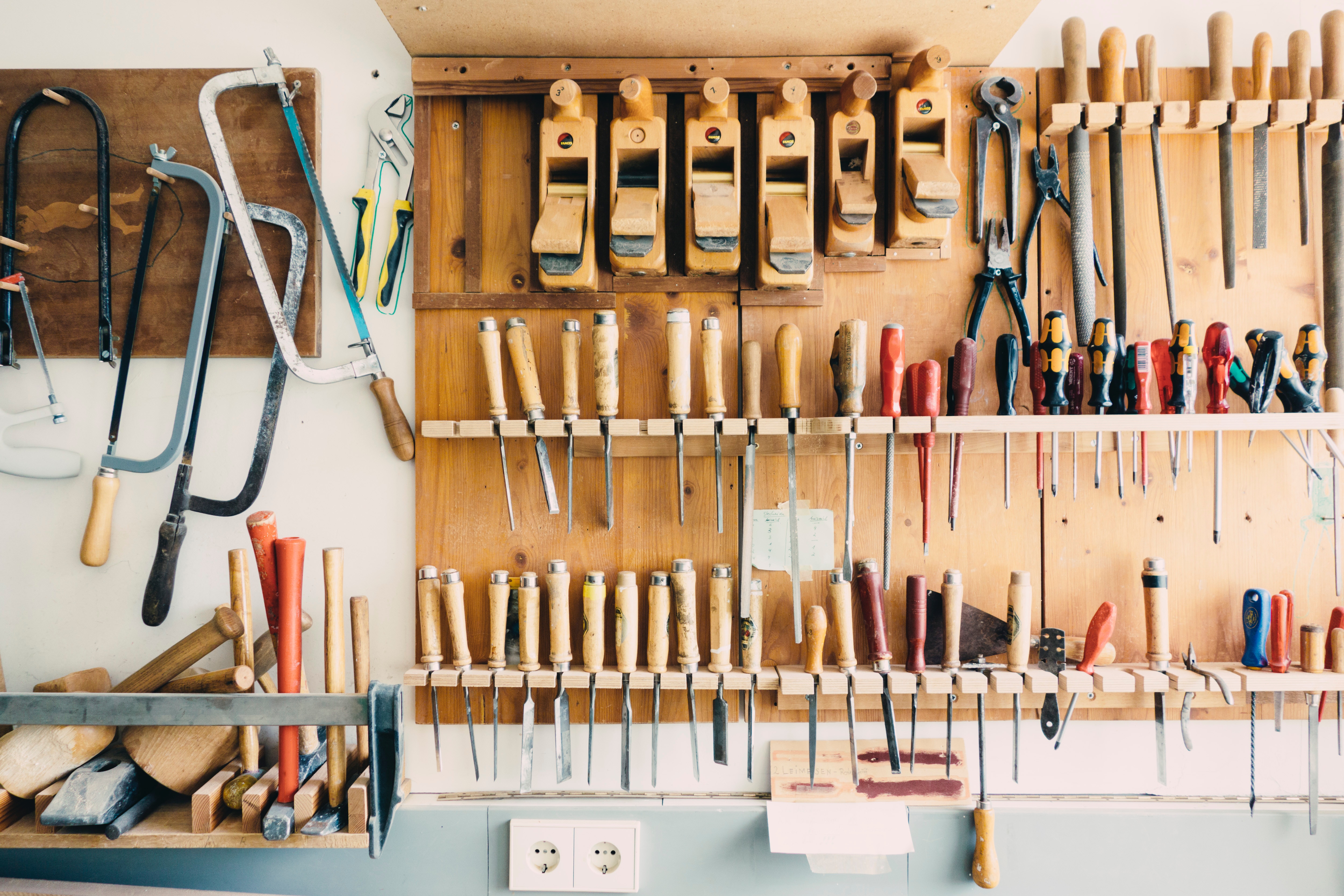 tools hanging in garage