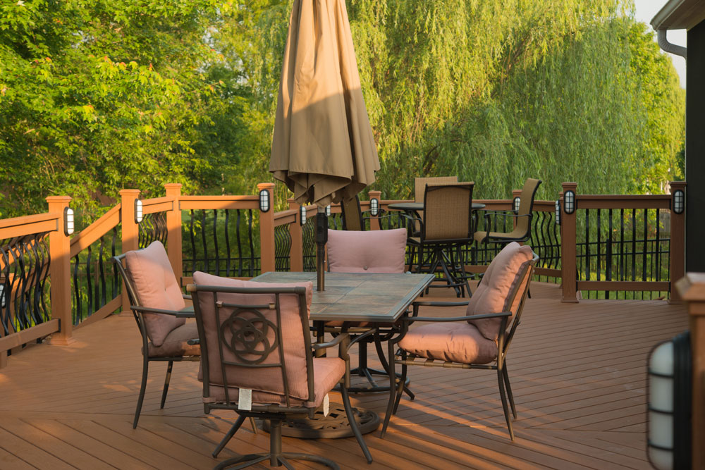 Table and chairs on composite deck